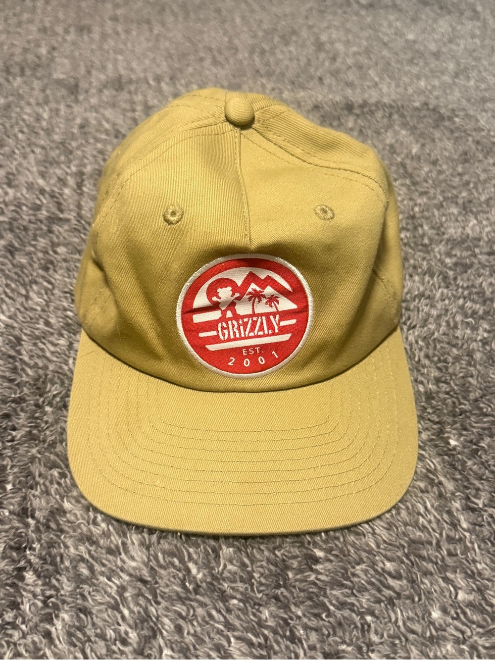 Grizzly Grip Tape Snapback Hat Khaki Tan Red Logo Adjustable Cotton Cap Skate